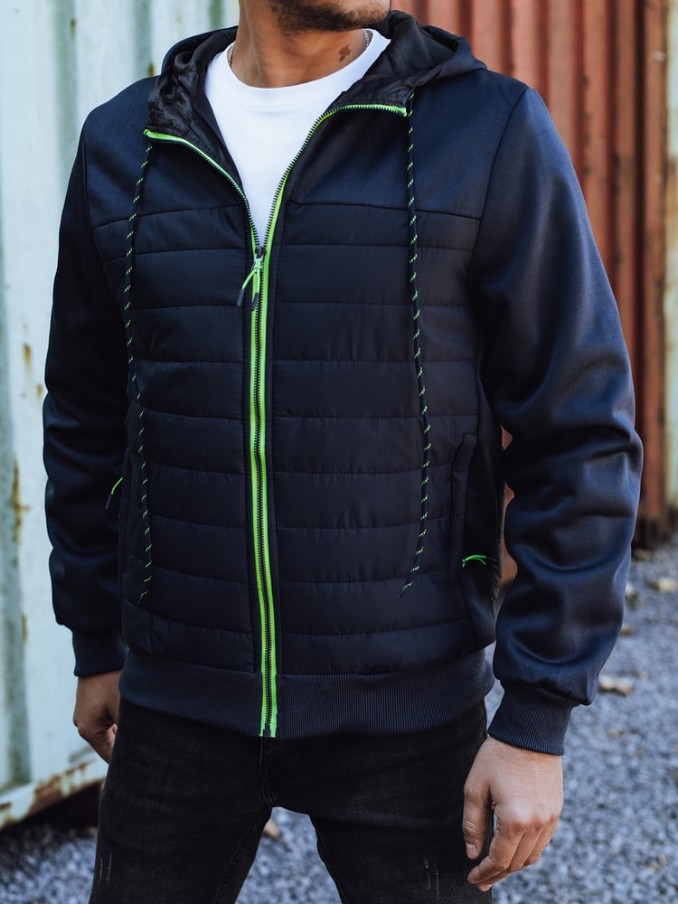 Kurtka męska przejściowa pikowana z kapturem granatowa Dstreet