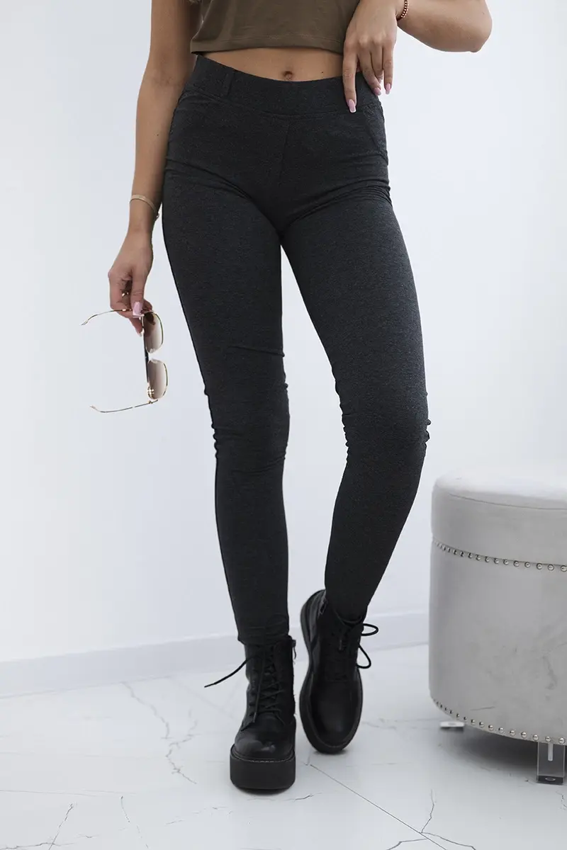 Kesi Bavlněné kalhoty s kapsami vzadu grafit