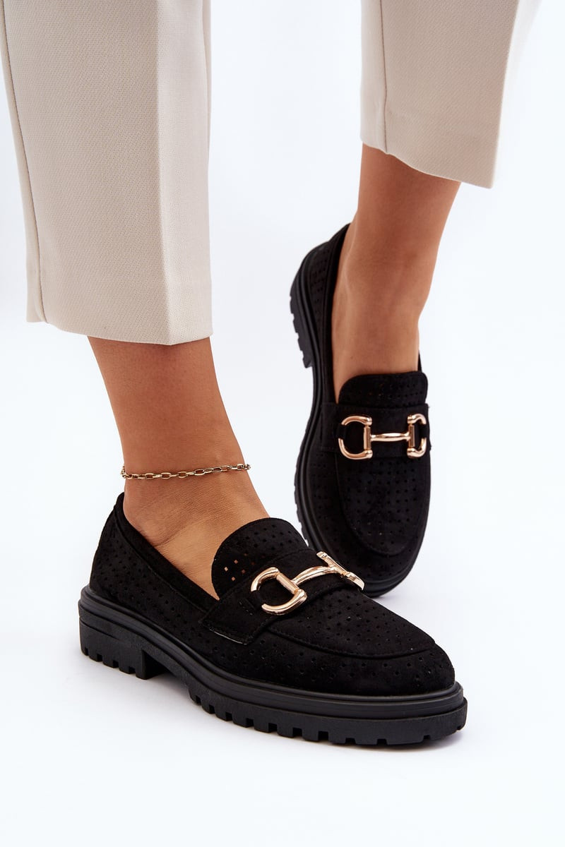 FB1 Dámské černé mokasíny s výšivkou Talesse