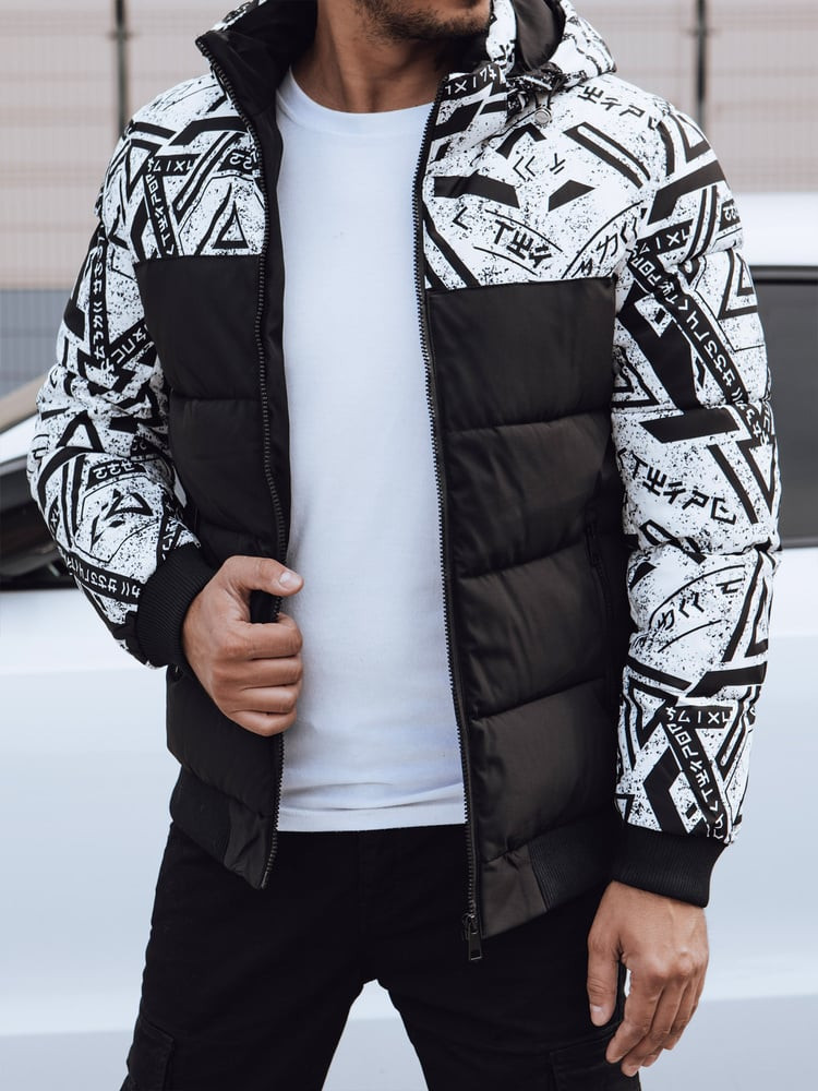 Kurtka zimowa męska pikowana z kapturem biała Dstreet