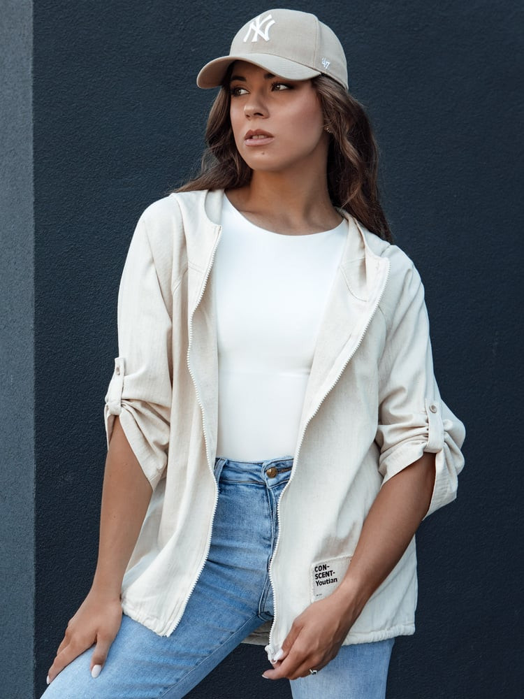 Kurtka przejściowa damska MANDIA jasnobeżowa Dstreet