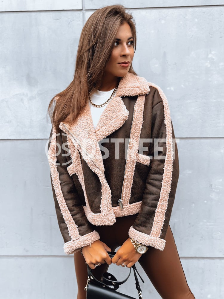 Dámská koženová bunda PLAYDIVA Barva bronzová DSTREET