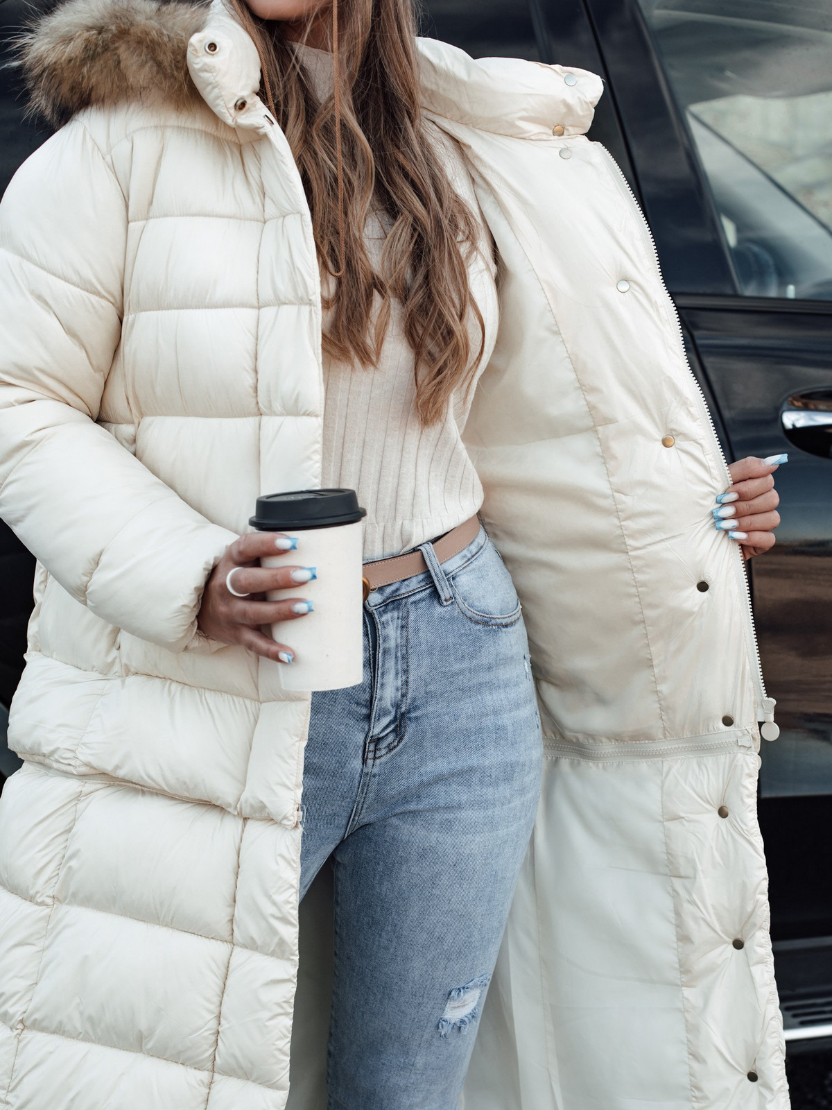 Kurtka zimowa damska pikowana CROMBILA biała Dstreet