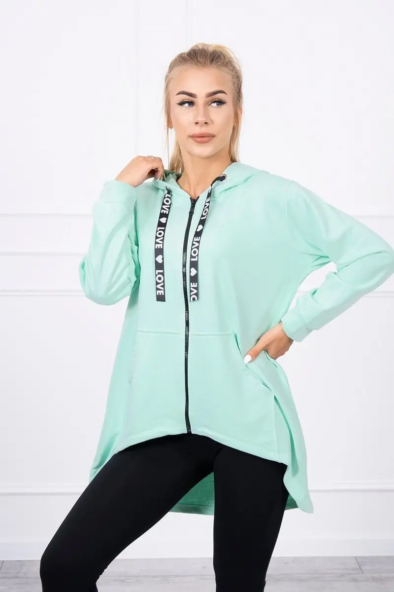 Kesi Mikina s prodlouženými zády a kapucí mint