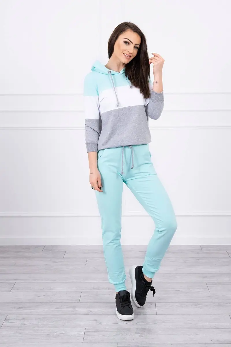 Kesi Barevná pruhovaná sada mátová+bílá