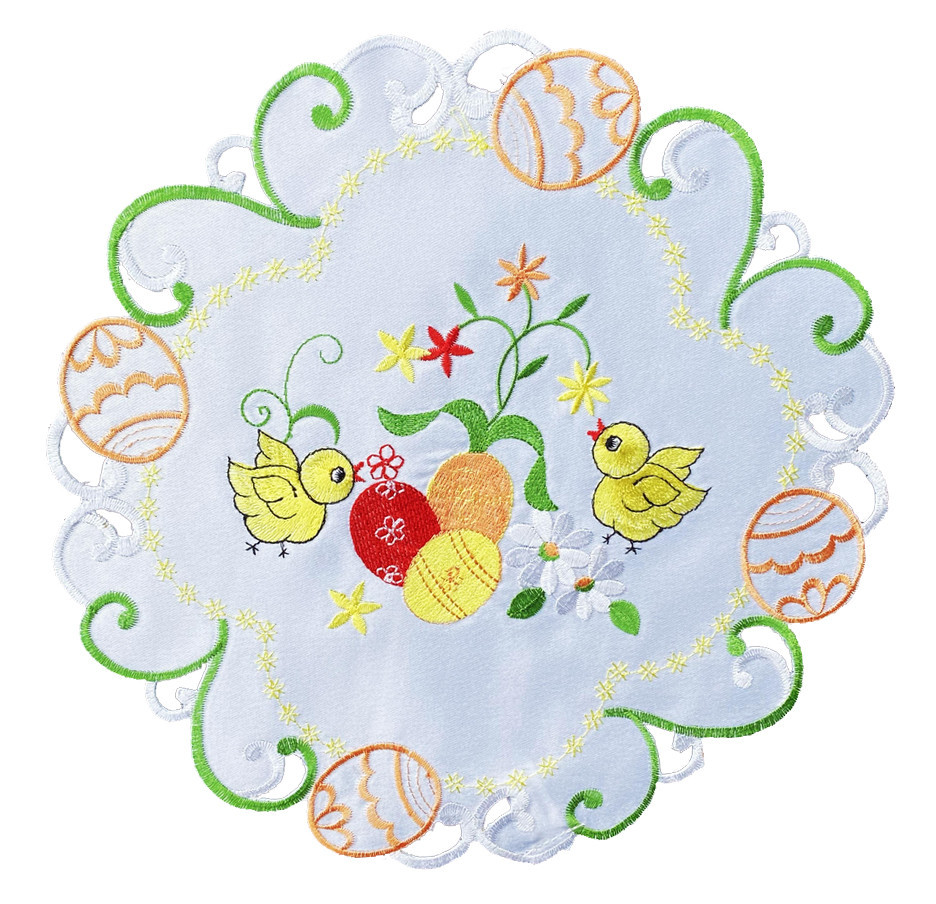 Velikonoční vyšívaný dekorační ozdobný ubrousek EASTER II. Ø 30 cm Mybesthome
