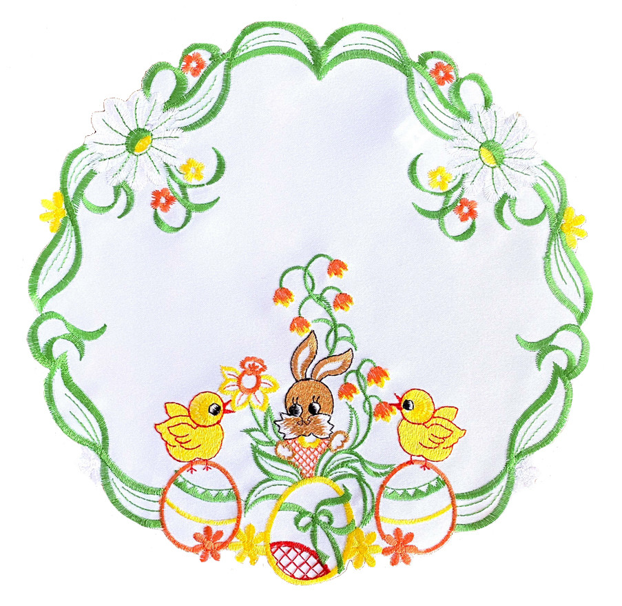 Velikonoční vyšívaný dekorační ozdobný ubrousek EASTER III. Ø 30 cm Mybesthome