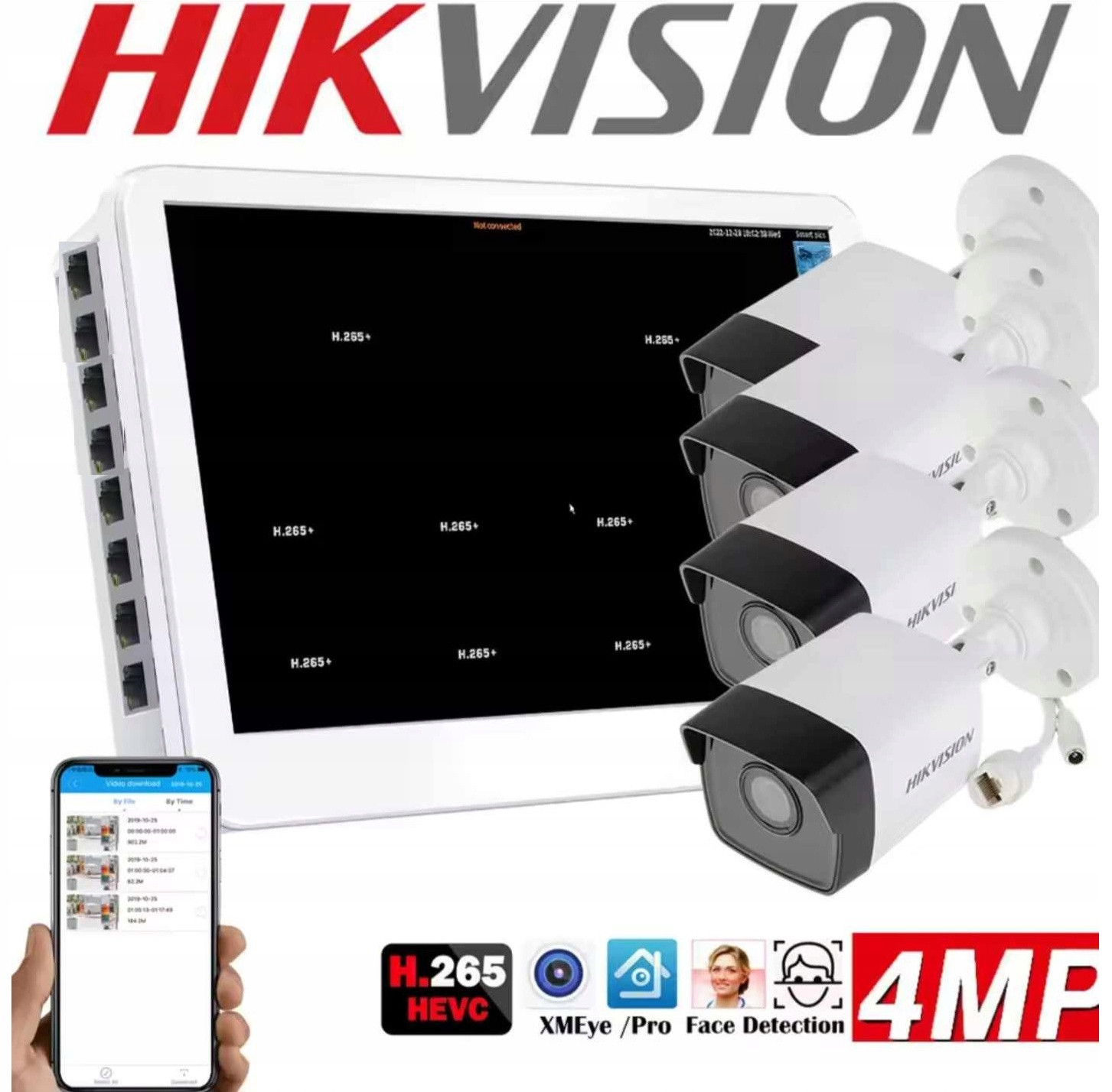 Monitorovací sada HiLook IPC-B141H-C-B(x4) +NVR-8CH-8P LCD +hdd Monitor