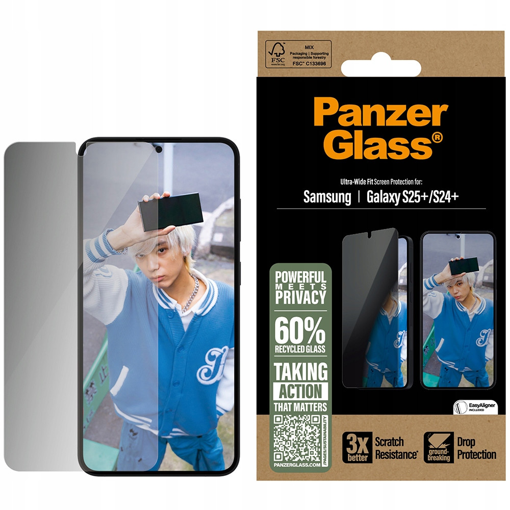 Tvrzené sklo pro Galaxy S25 Plus, PanzerGlass rychlá ochrana displeje