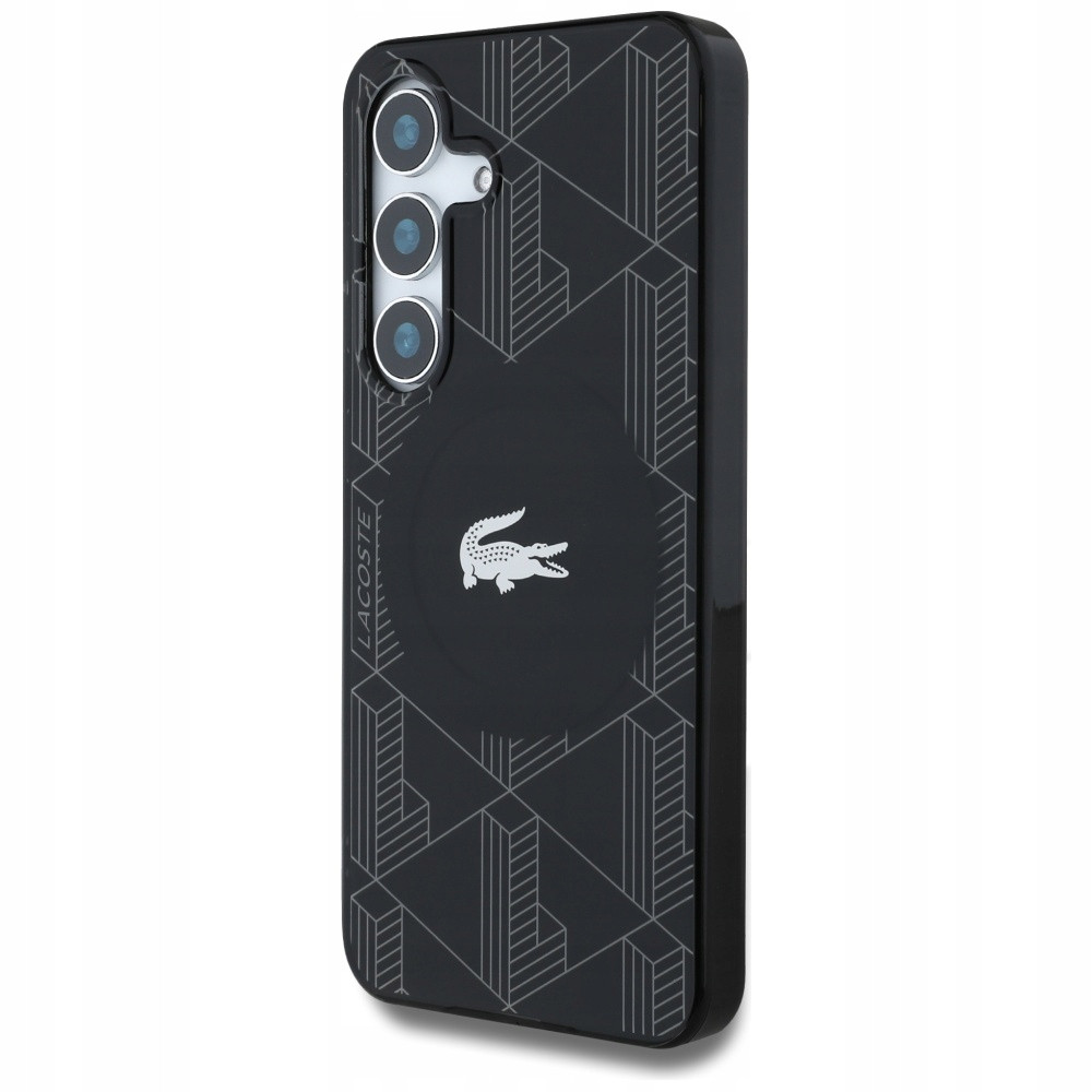 Pouzdro Lacoste Monogram W/ Silver Croc Logo MagSafe pro Samsung S25 černé