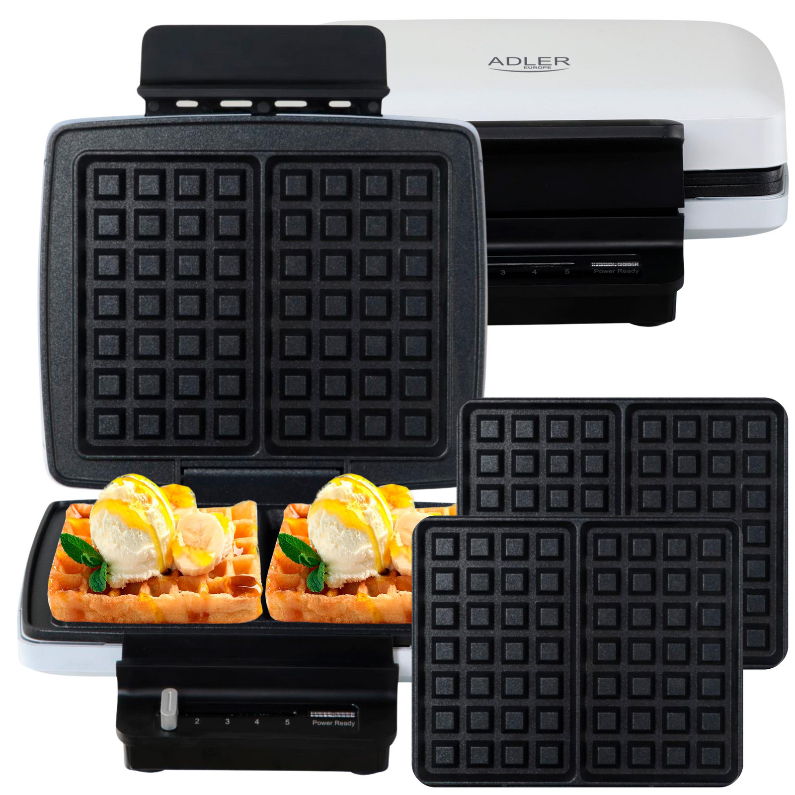 Vaflovač 2 Velké Křupavé Vafle Silný Nepřilnavý povrch Nastavení