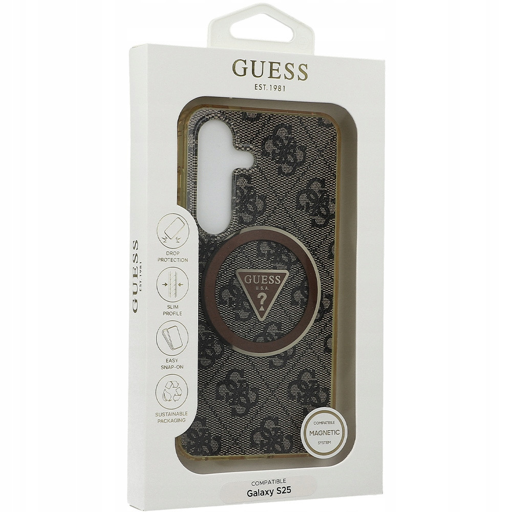 Pouzdro pro Galaxy S25 na MagSafe, Guess, štíhlý obal, módní zadní kryt, cover