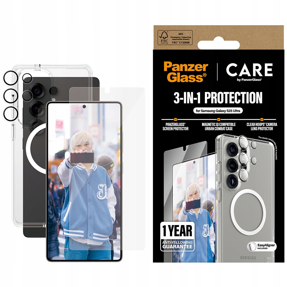Set pouzdro sklo Flagship 3in1 pro Galaxy S25 Ultra, PanzerGlass, cover