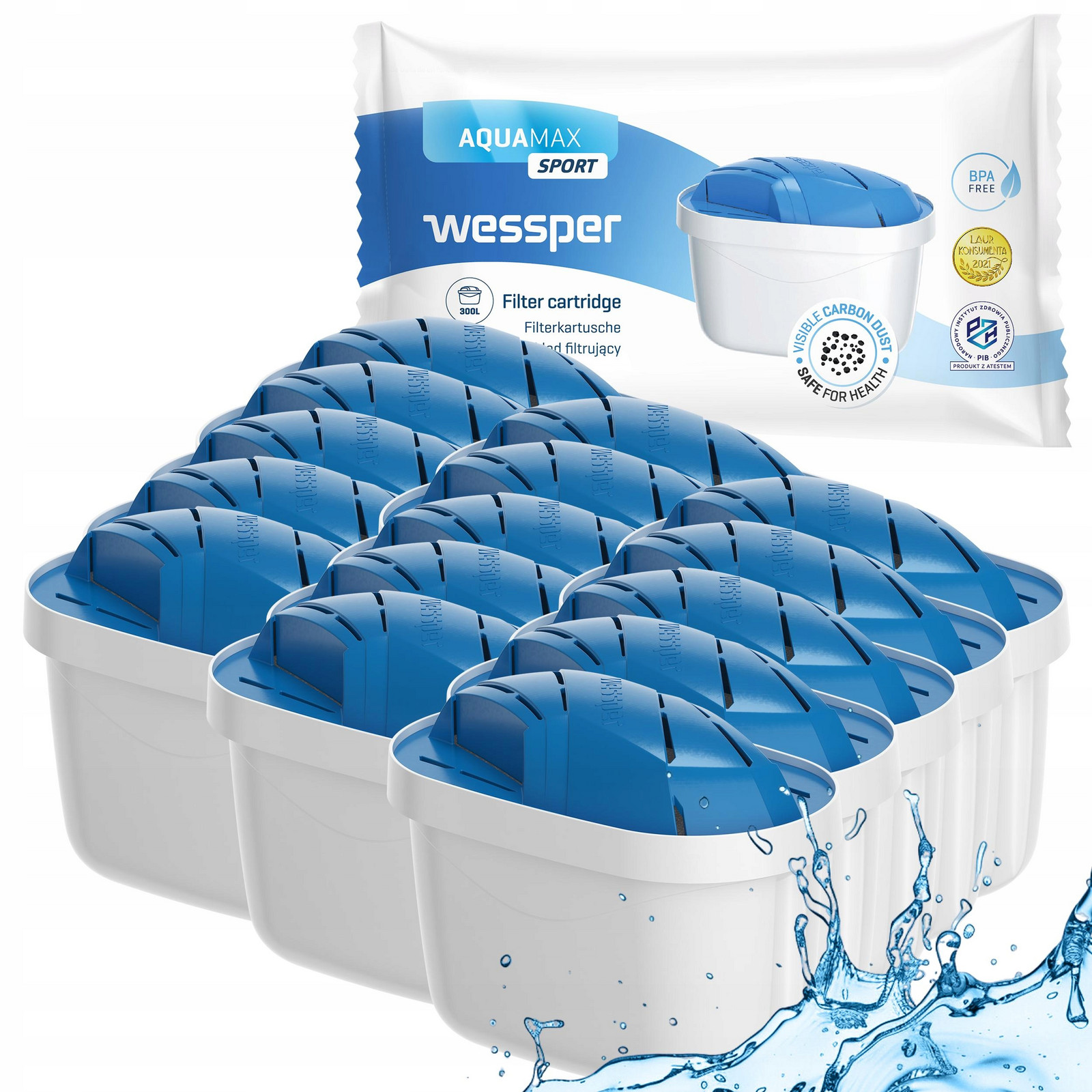 Filtr Wessper pro konvici Brita skleněný aquamax Sport pro aktivní 15x