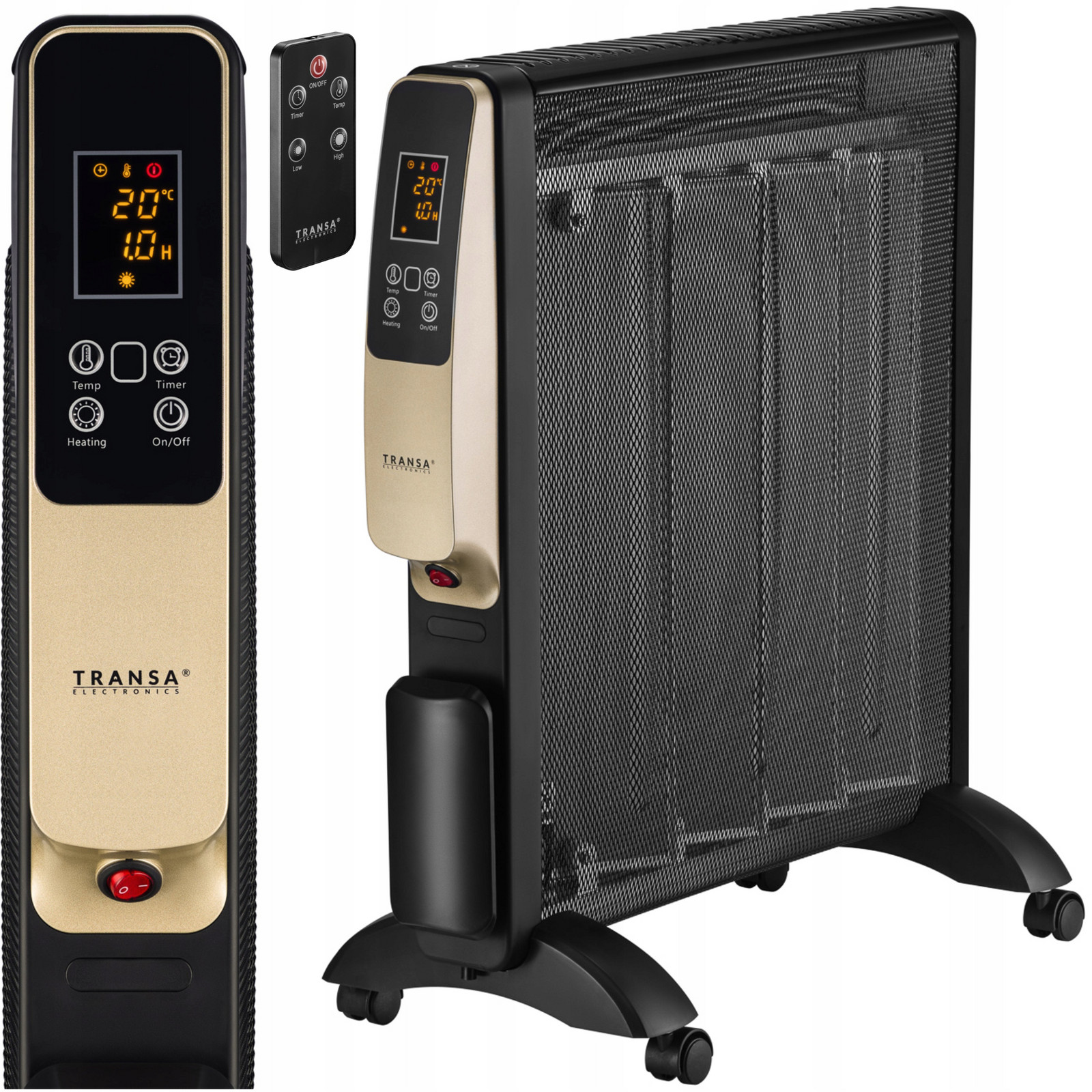 Infračervený Elektrický Ohřívač Termostat Časovač Dálkové Ovládání Černá 2000W