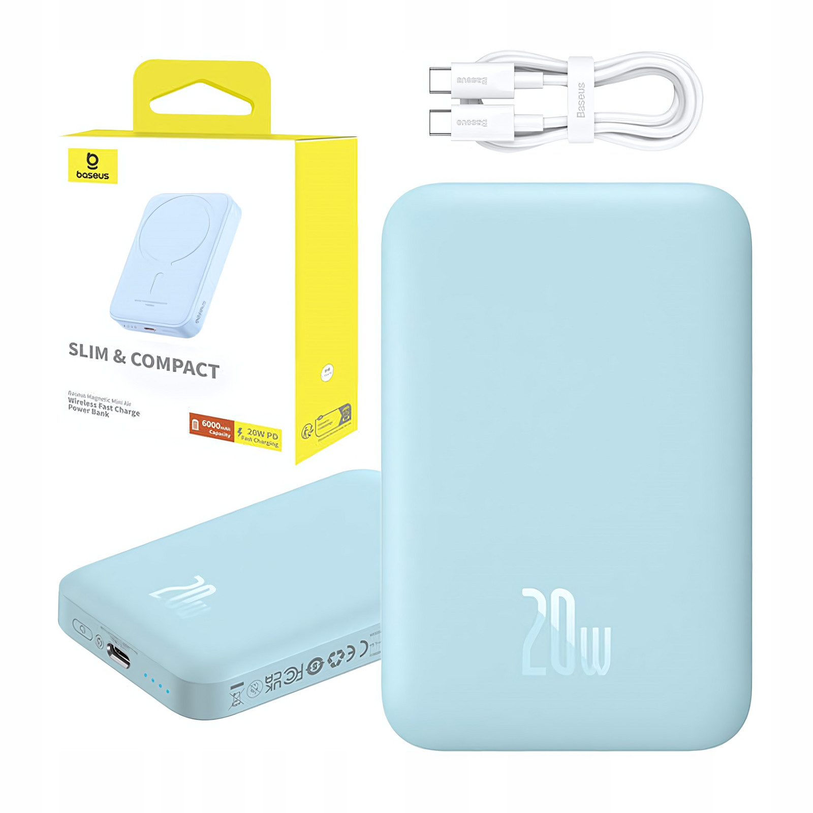 Baseus Rychlá magnetická Mini Powerbanka 6000mAh 20W MagSafe Bezdrátová