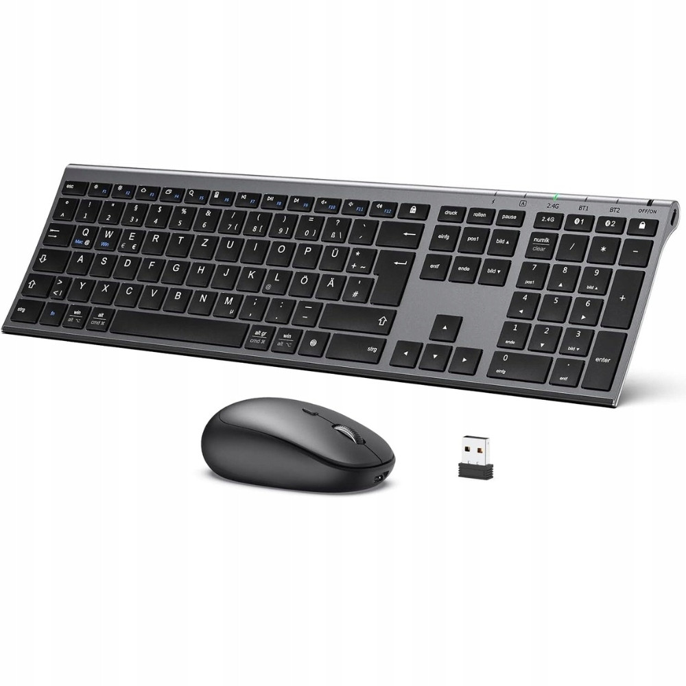 iClever Bluetooth klávesnice a myš, Qwertz, duální režim, Černá