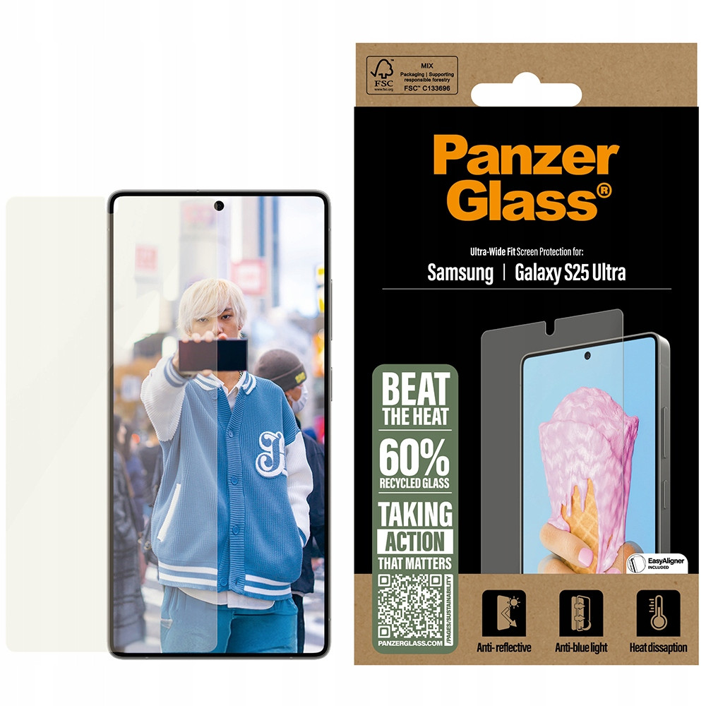 Tvrzené sklo pro Galaxy S25 Ultra, PanzerGlass, rychlé, ochrana displeje