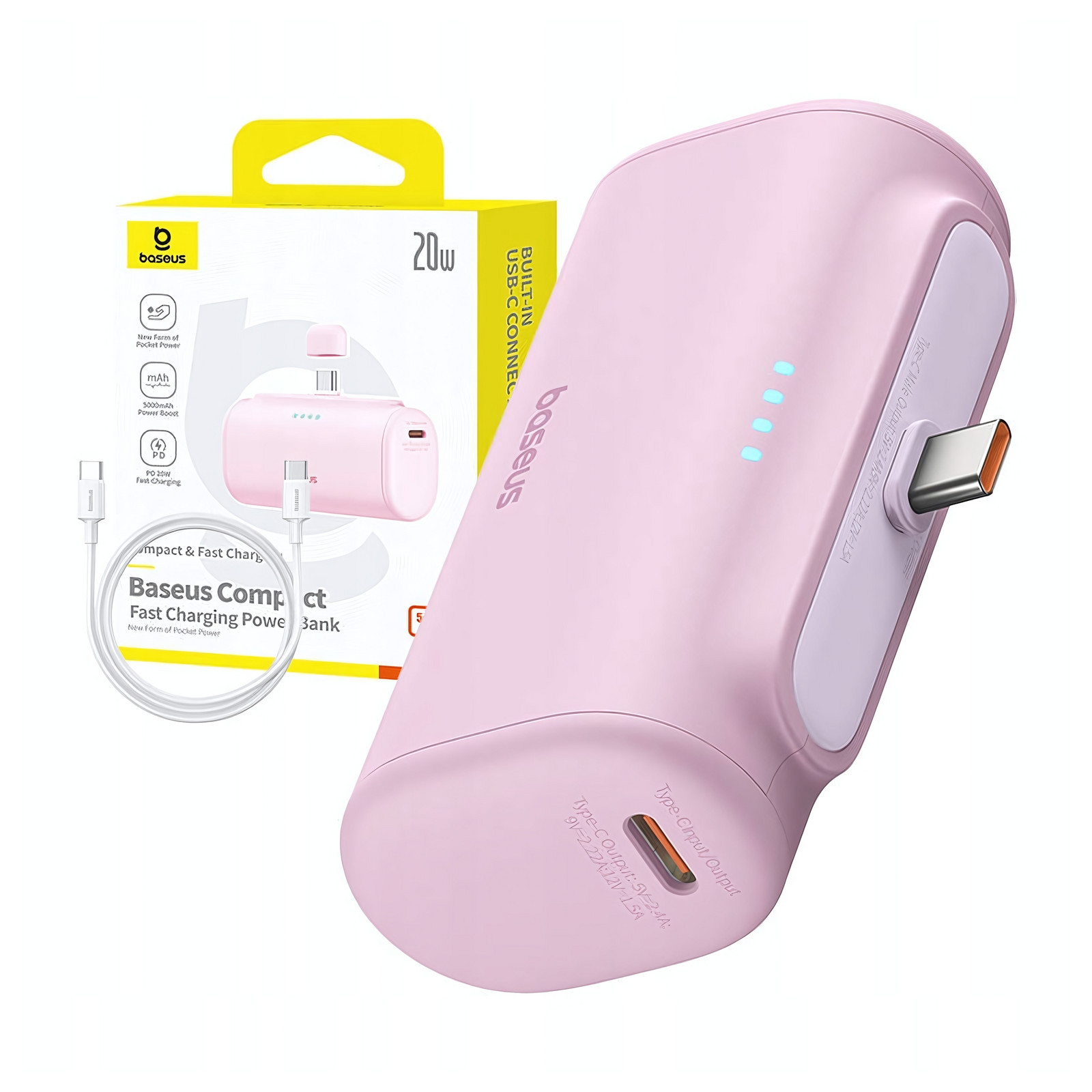 Baseus Rychlá Powerbanka 5000mAh 20W Power Bank Usb Typu C+ Usb-c kabel
