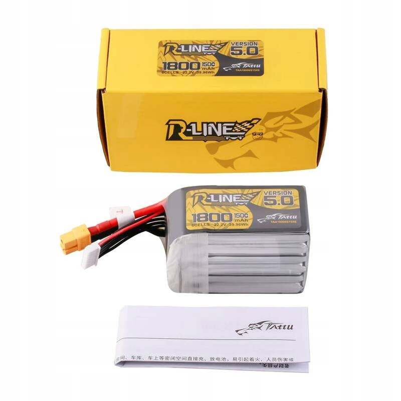 Tattu R-Line 5.0 Baterie Akumulátor LiPo 1800mAh 22.2V 150C 6S Zástrčka XT60