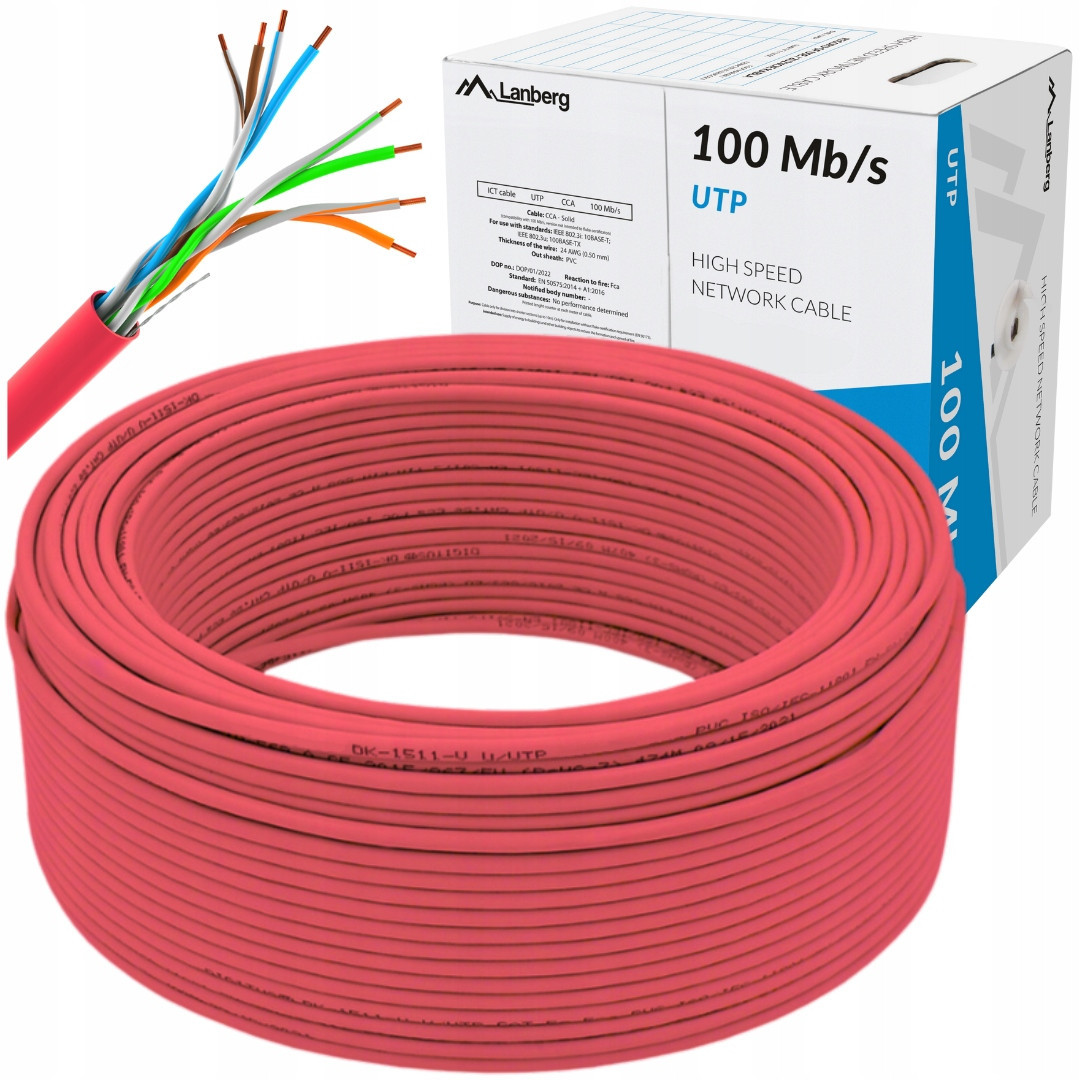 Kabel Síťový Lan Kroucený RJ45 Utp KAT.5E CAT.5E 200M Lanberg