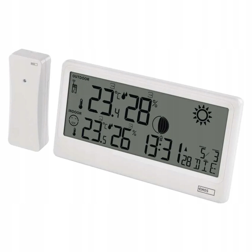Meteostanice bílá s měřením teploty a vlhkosti E0531