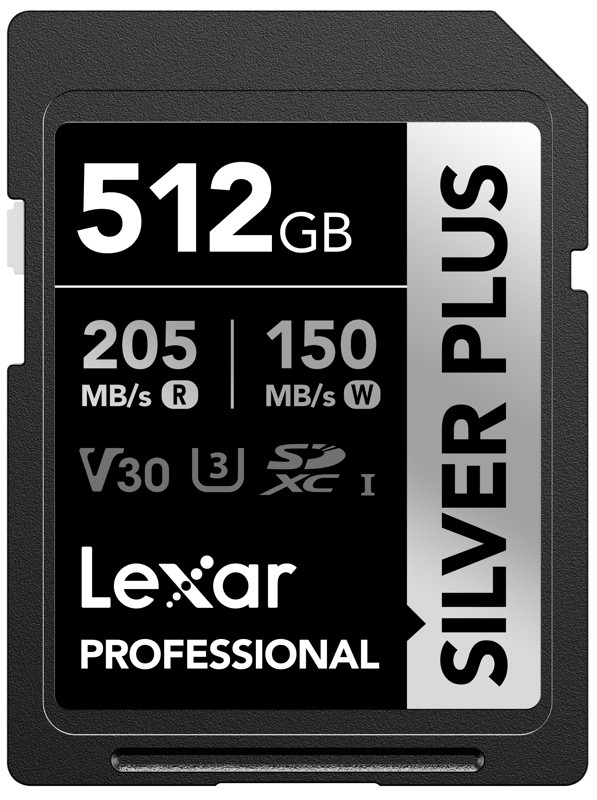 Lexar Sdxc Professional Silver Plus 512GB R205MB/s W150MB/s U3 V30 Uhs-i
