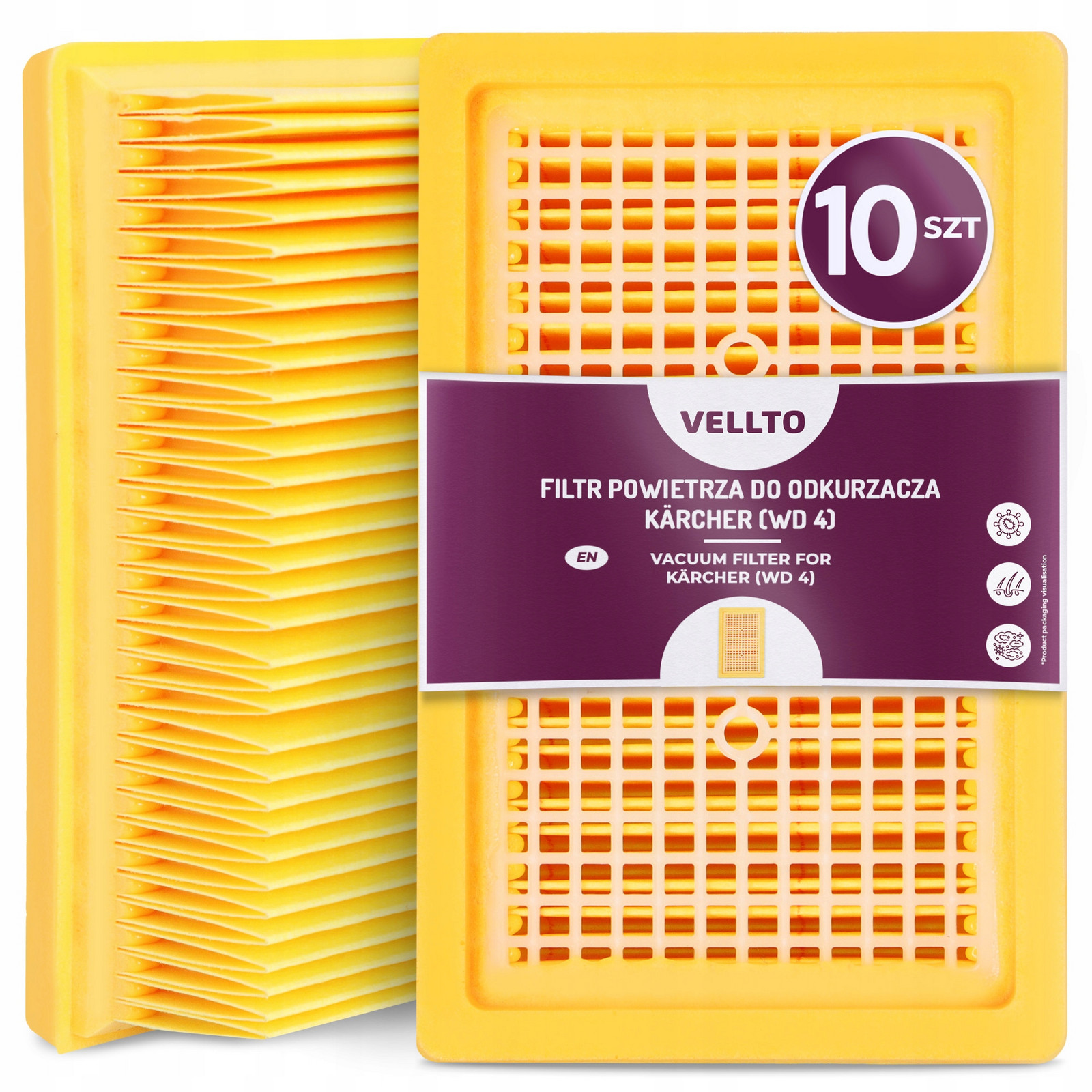 10x Vzduchový Filtr pro Vysavač Kärcher WD4 WD5 WD6 MV4 MV5 MV6 2.863-005