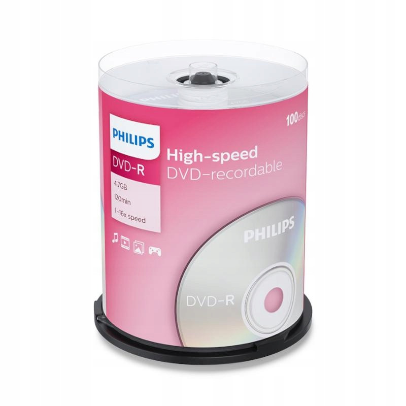 Philips Dvd-r disky 100ks 4,7GB 120min pro DVD přehrávač