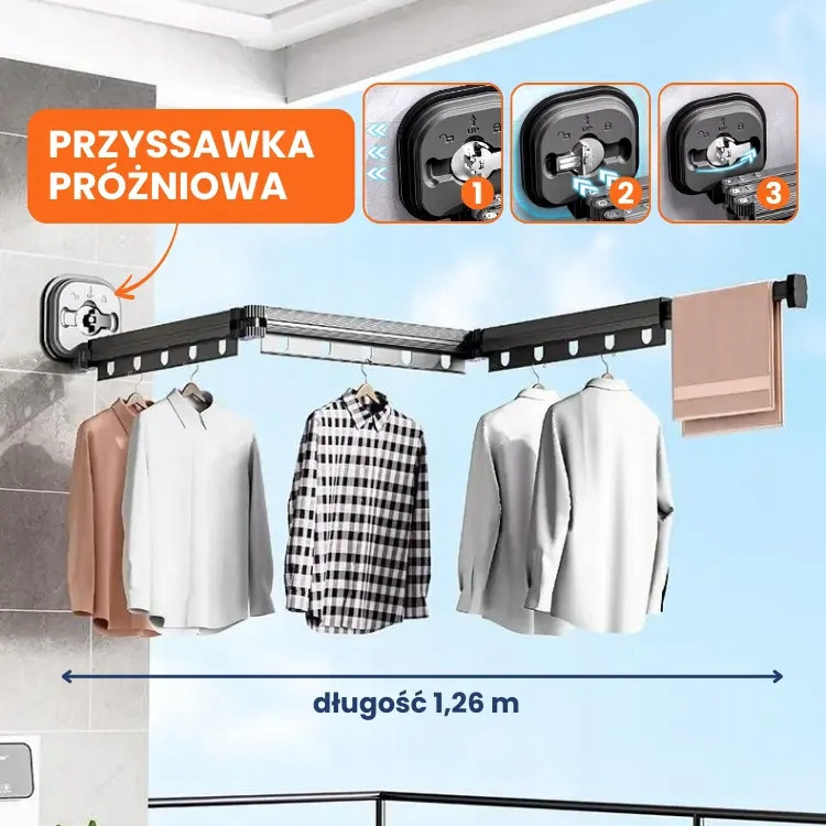 Sušák na prádlo pro montáž na stěnu výsuvný s 15 háčky 3komorový