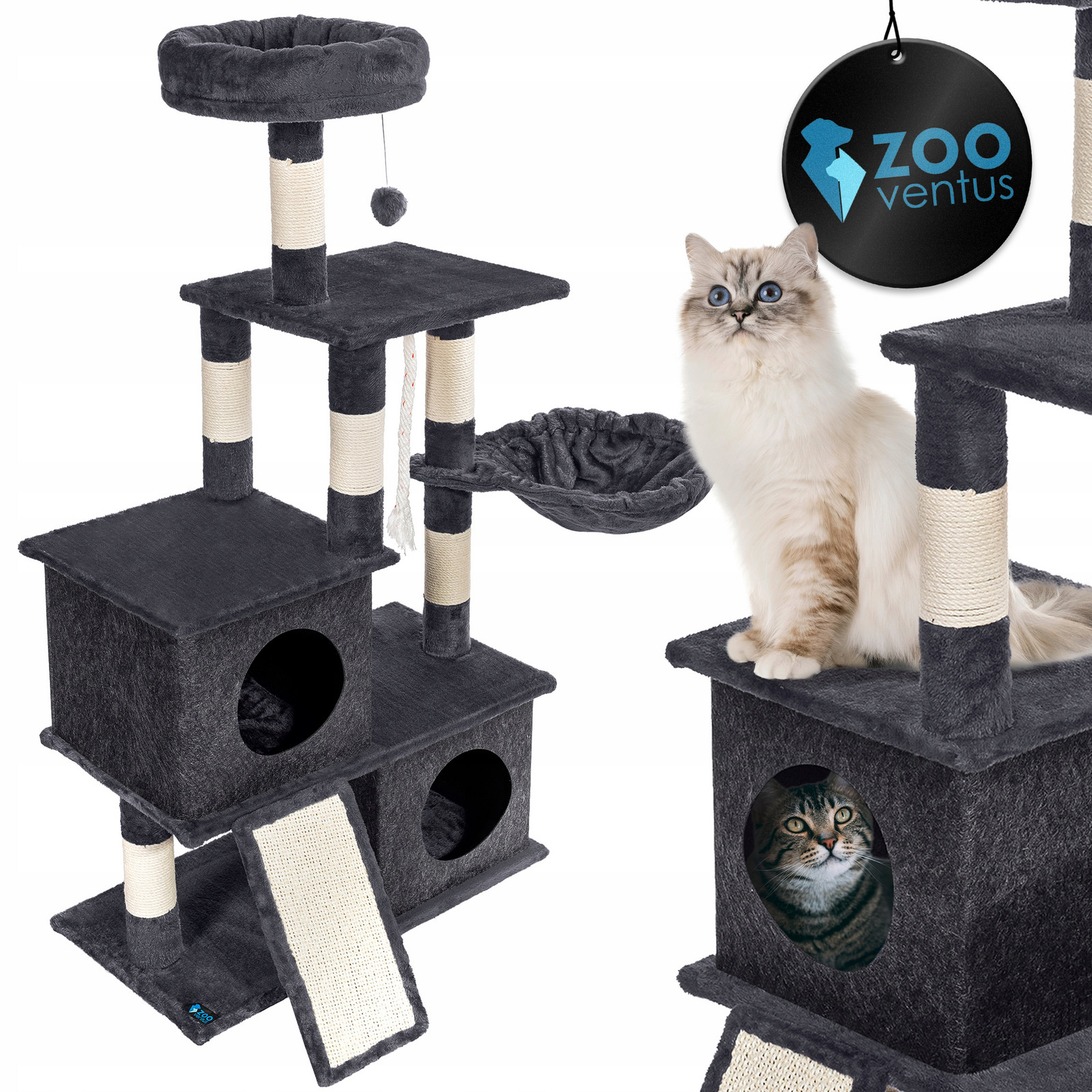 Škrabadlo pro kočky sloupek stromek 5 úrovní budka domečky pelíšek hračky