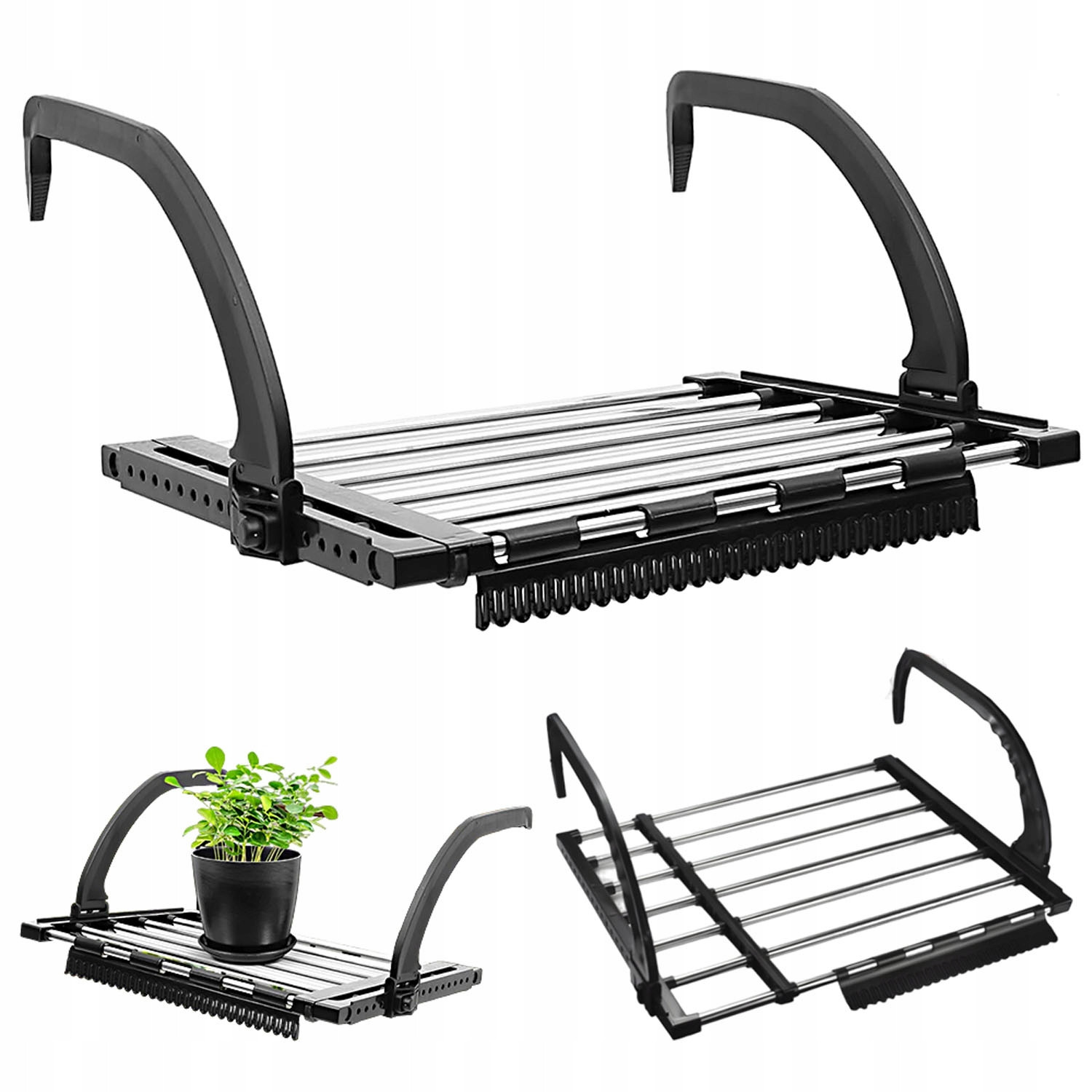 Sušák Balkonová Na Zábradlí Multifunkční 57-107 CM Na Oblečení, Boty