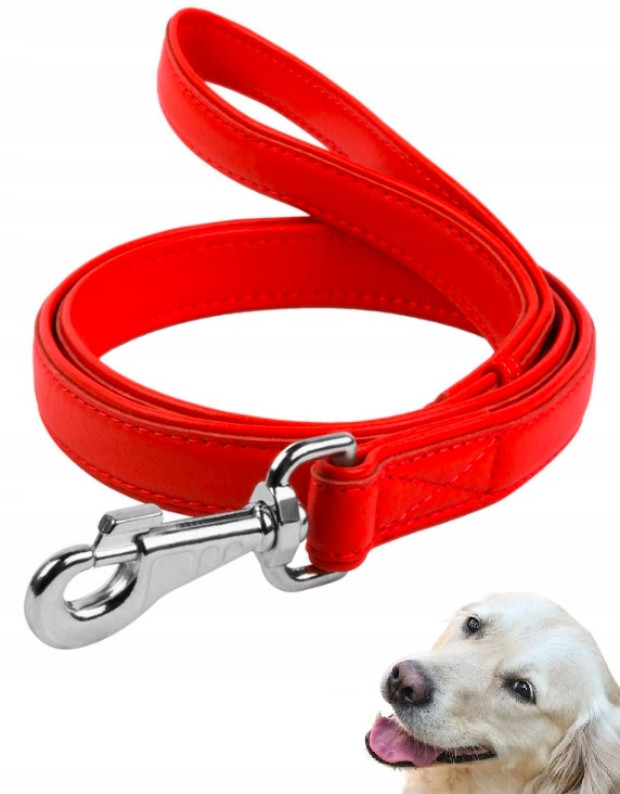 Vodítko Pro Psa kožené Waudog Collar 122CM/18MM Červené