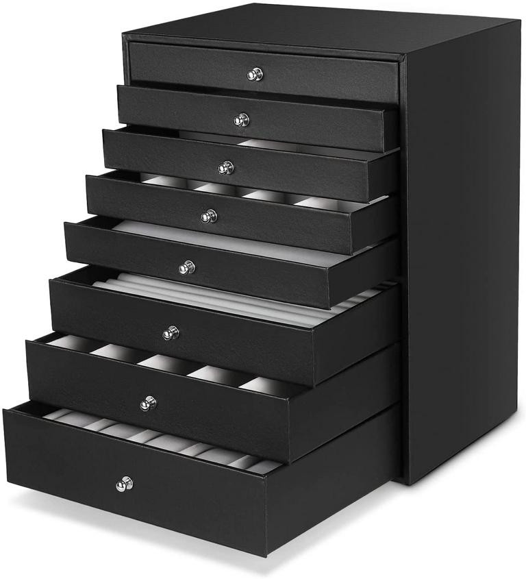 Troli Moderní černá šperkovnice s 9 zásuvkami