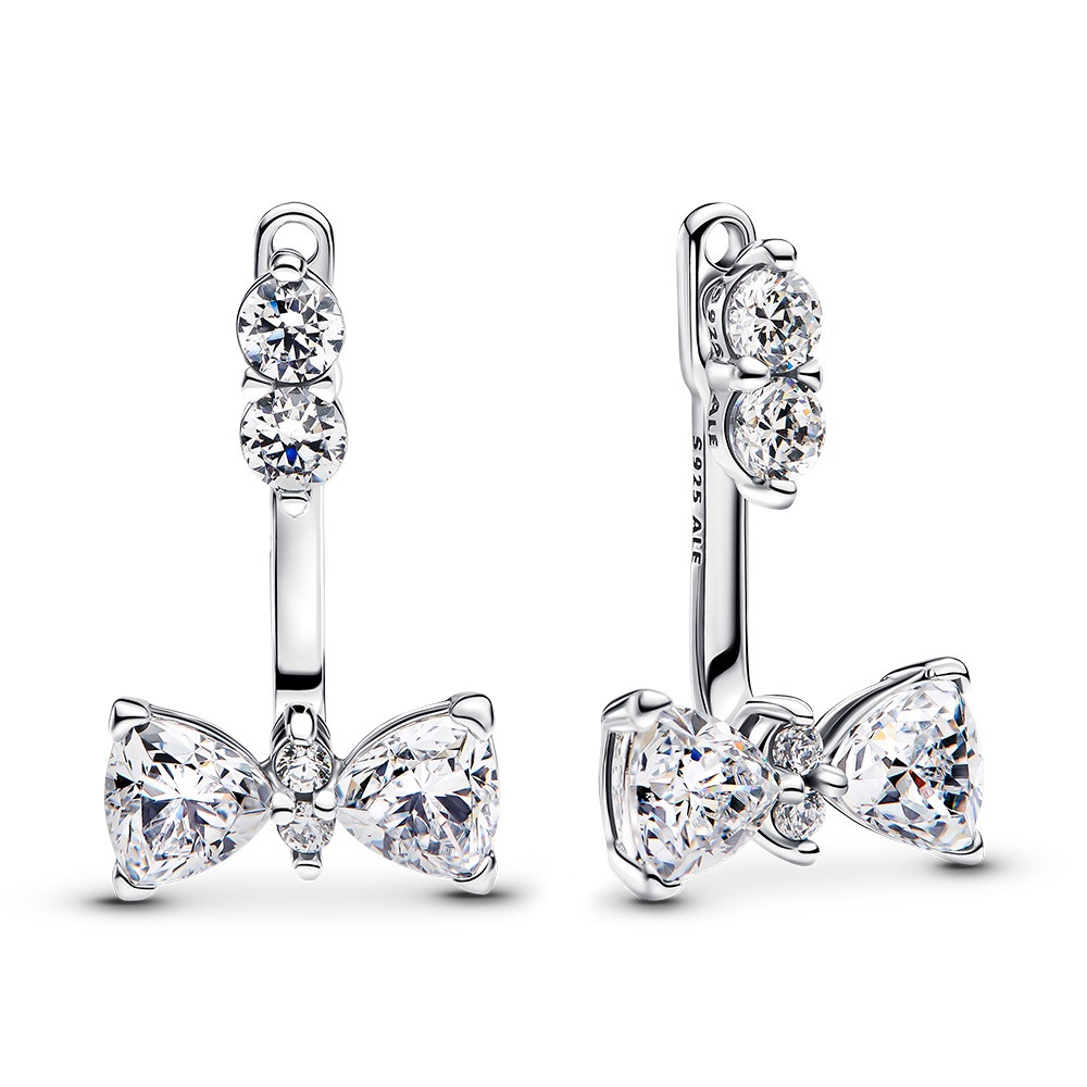 Pandora Něžné stříbrné náušnice se zirkony mašle 2v1 293543C01