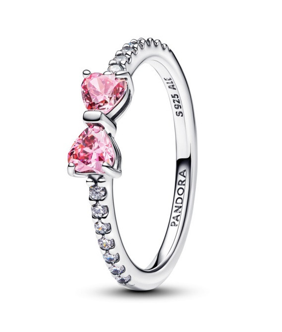 Pandora Třpytivý stříbrný prsten Růžová mašlička Timeless 193510C01 48 mm