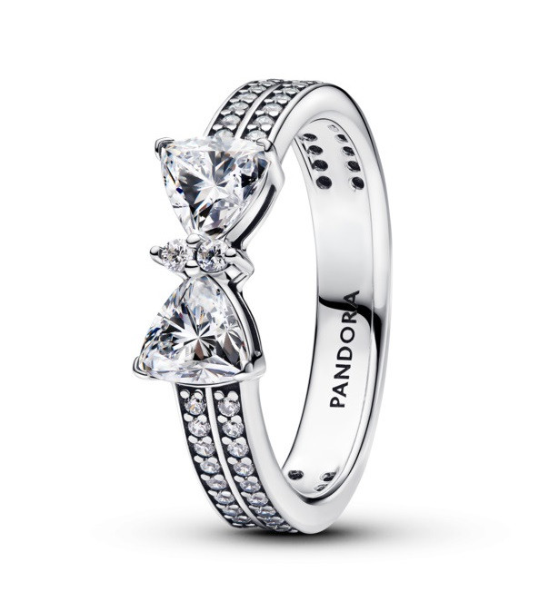 Pandora Stříbrný prsten Třpytivá mašlička Timeless 193552C01 48 mm