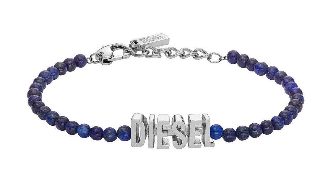 Diesel Korálkový unisex náramek s modrým achátem DX1544040