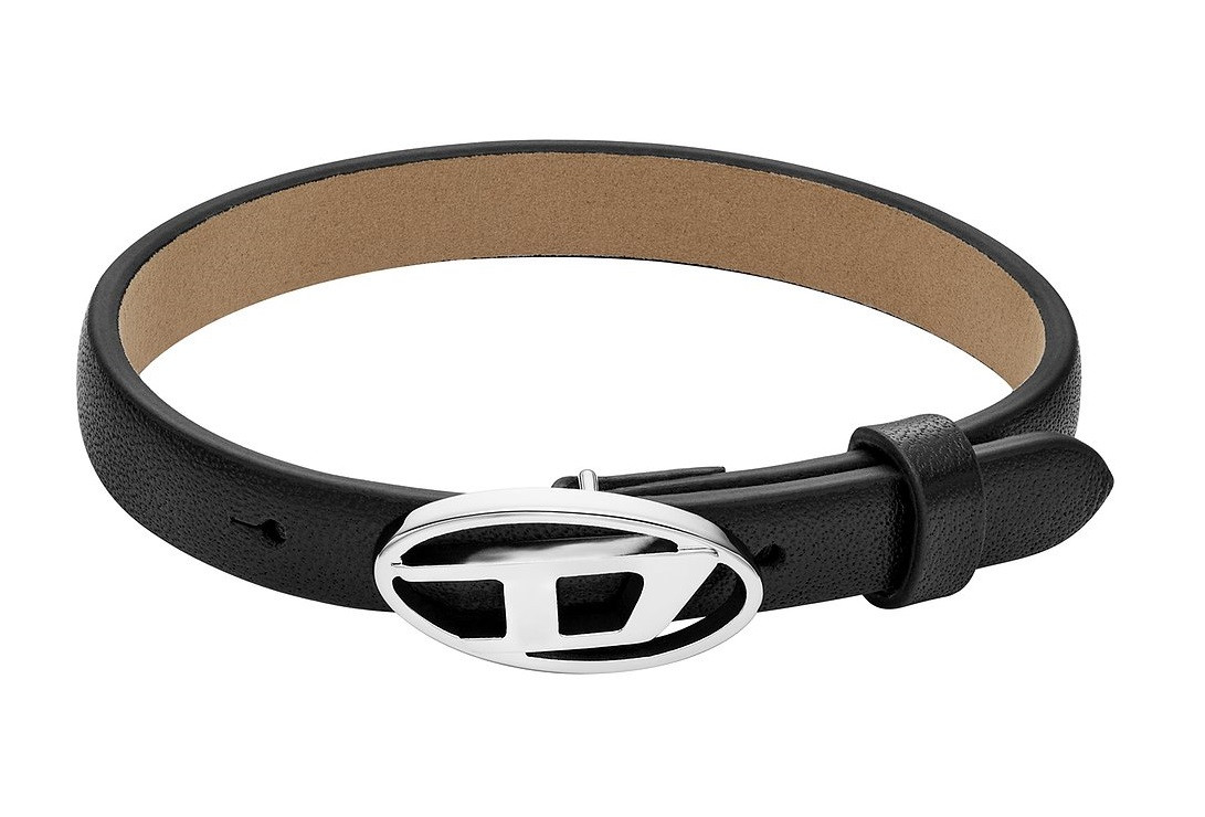 Diesel Černý kožený unisex náramek Stackables DX1516040