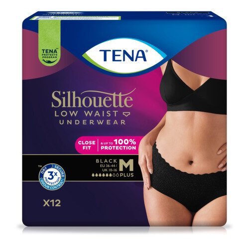 TENA SILHOUETTE PLUS BLACK M KALHOTKY ABSORPČNÍ NATAHOVACÍ,BOKY 75-100CM,810ML