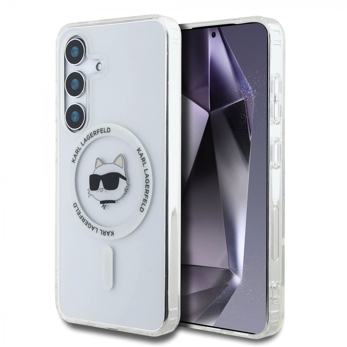 Zadní kryt Karl Lagerfeld IML Choupette Head MagSafe pro Samsung Galaxy S25+ Transparent