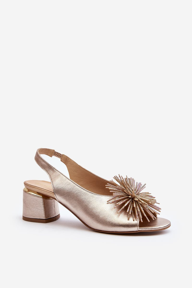 Kožené sandály s ozdobou Laura Messi 2719 Zlaté
