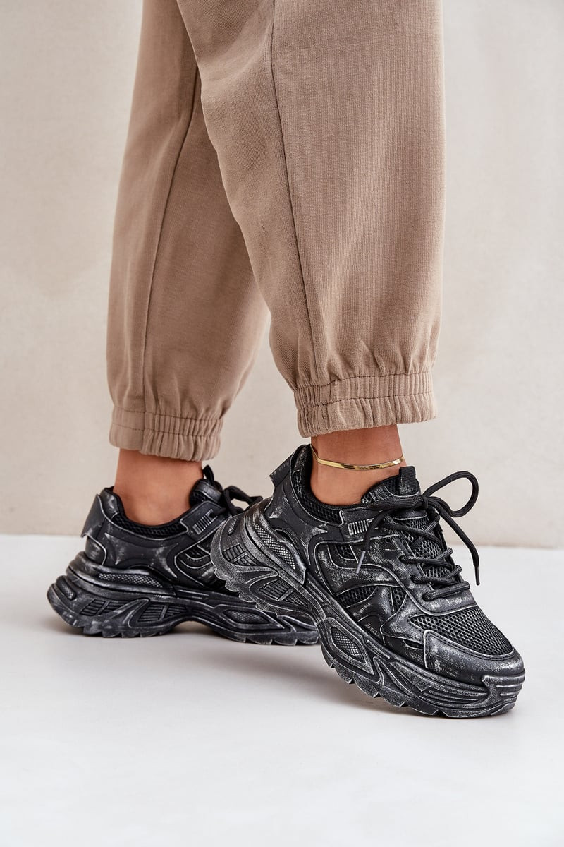 FL1 Dámské tenisky s obnošením na platformě černé Seladwen