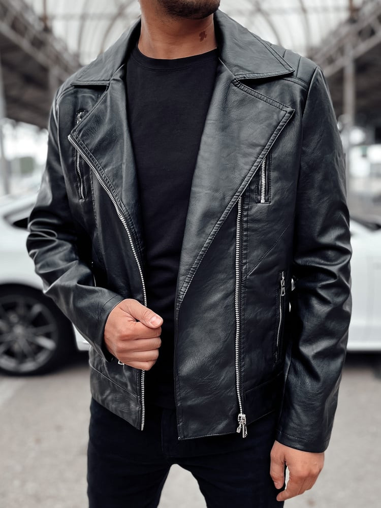 Kurtka męska skórzana ramoneska czarna Dstreet