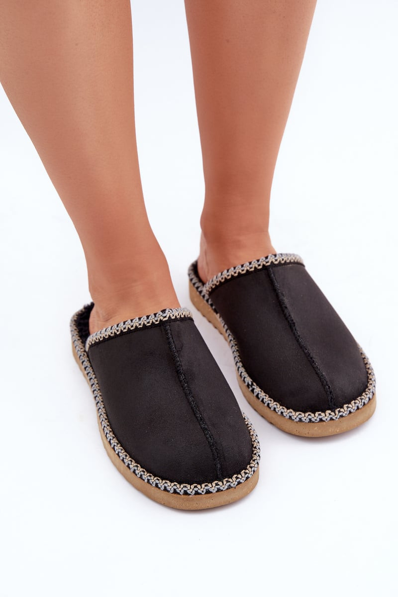 Domácí Obuv Pantofle S Vyšíváním Dámské Inblu Černé