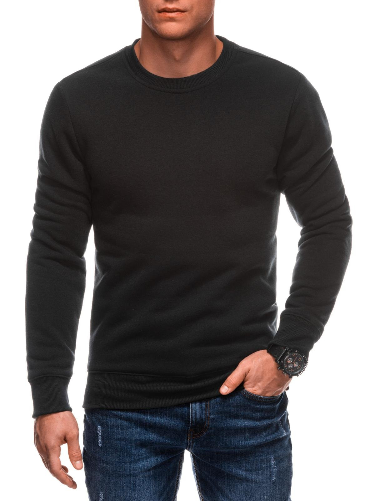 Edoti BASIC men's uniform round neck sweatshirt - black