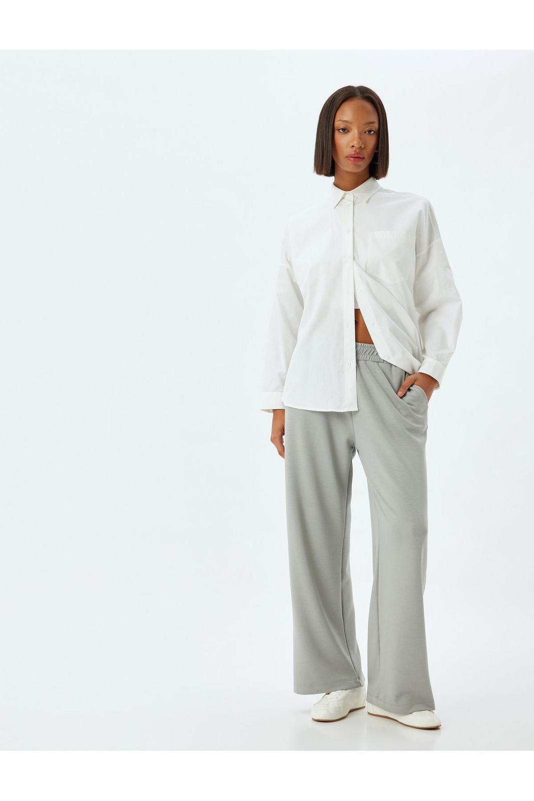 Koton Wide Leg Sweatpants Modal Fabric Elastic Waist Pocket Comfortable Cut