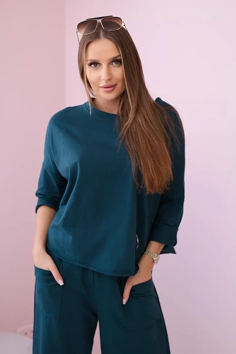 Kesi Włoski Bavlněná mikina kalhoty set námořní