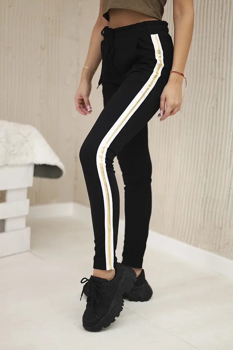 Happy Socks Bavlněné kalhoty se zlatým proužkem černý