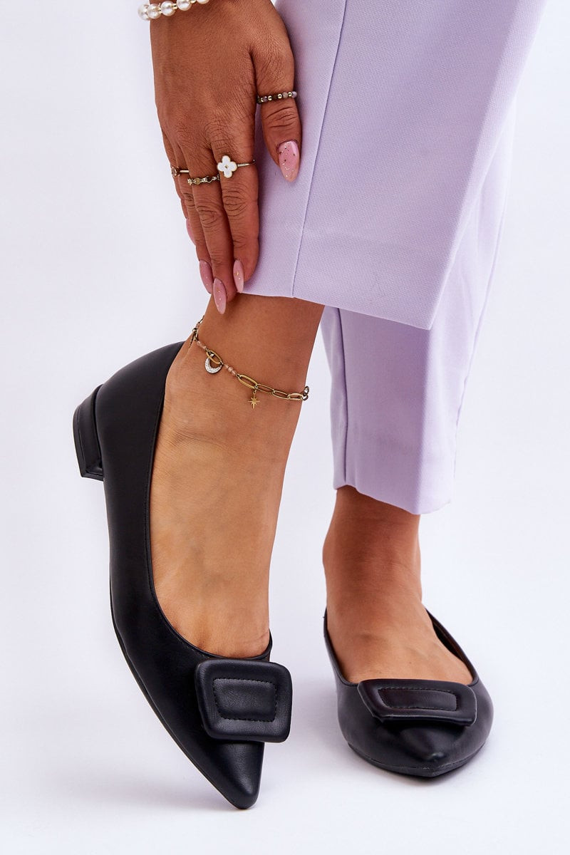 WS1 Klasické baleríny s zdobením černe Rivea